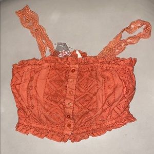 Orange Lacey crop top